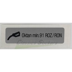 Oktan min. 91 ROZ / RON label