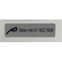 Oktan min. 91 ROZ / RON label