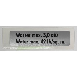 "Water max 42 lb" sticker