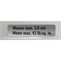 "Water max 42 lb" sticker