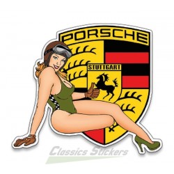 Sticker Pinup vintage Porsche