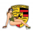 Vintage Pinup Porsche Sticker 