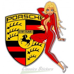 Vintage Pinup Porsche Sticker 2