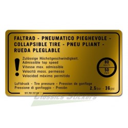 Collapsible tire label for 911