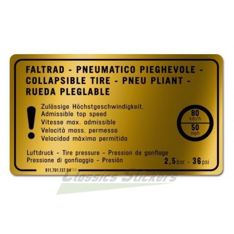 Collapsible tire label for 911
