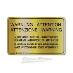 Warning cooling fan label for 928