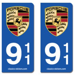 2 Stickers autocollant plaque d'immatriculation Porsche - Art Déco Stickers