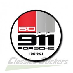 60 years of the 911 round sticker white