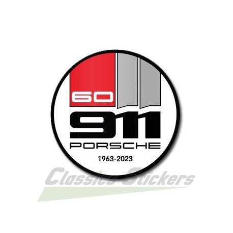 Sticker rond 60 ans de la 911 blanc