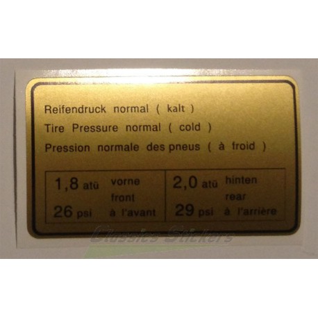 Pression pneu à froid standard