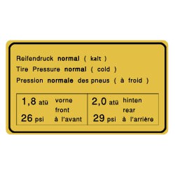 Pression pneu à froid standard